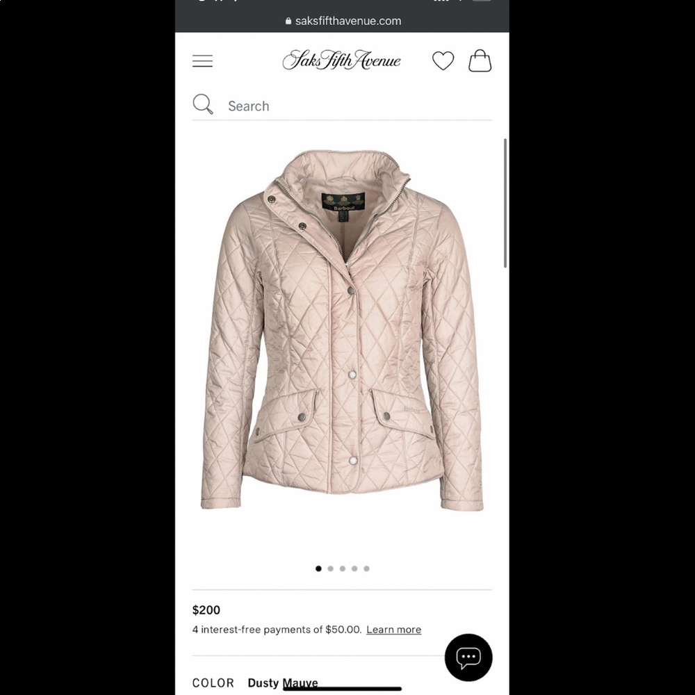 Women’s Barbour Flyweight Cavalry Quilted Jacket-  Dusty mauve. US size 12.